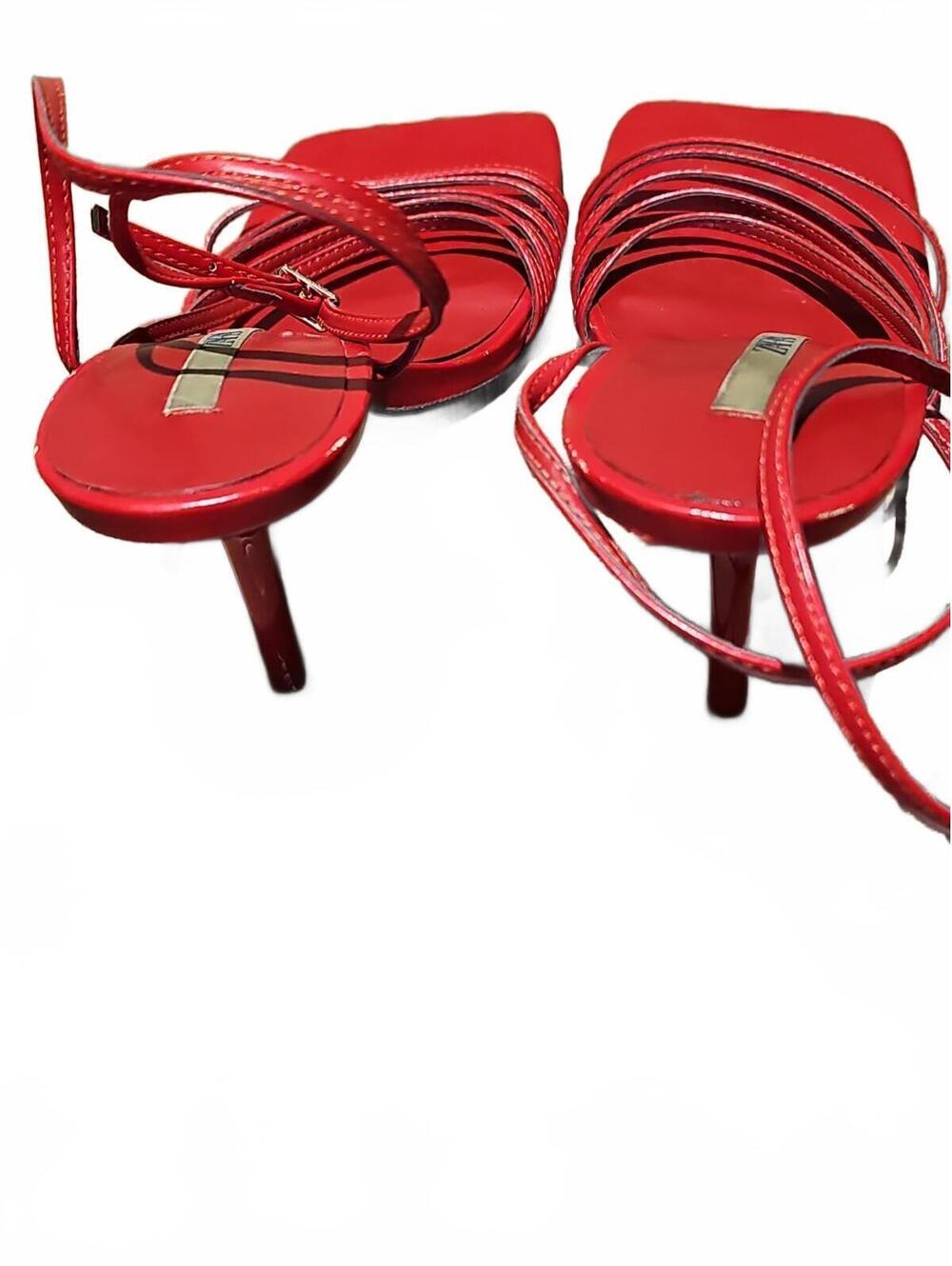 Zara Red Strappy Square-Toe Sandals - Picture 4 of 7